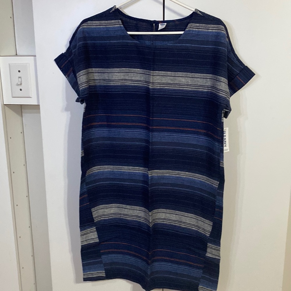 Old Navy Linen Striped Dress, Sz M